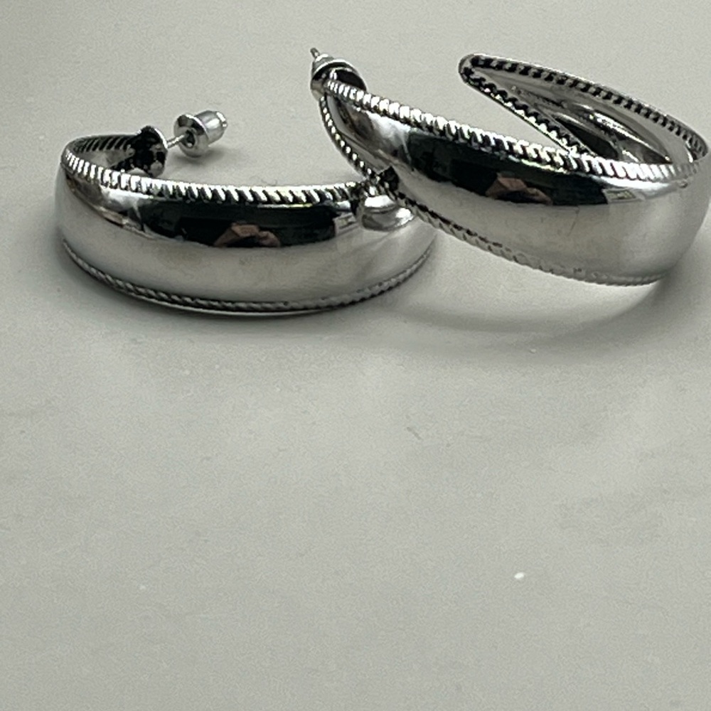 Silver Hoop Earrings - Picture 3 of 3
